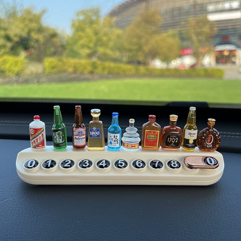 Placa de estacionamento temporária em formato de garrafa de vinho pequena, fofa e relaxante, placa criativa com número d