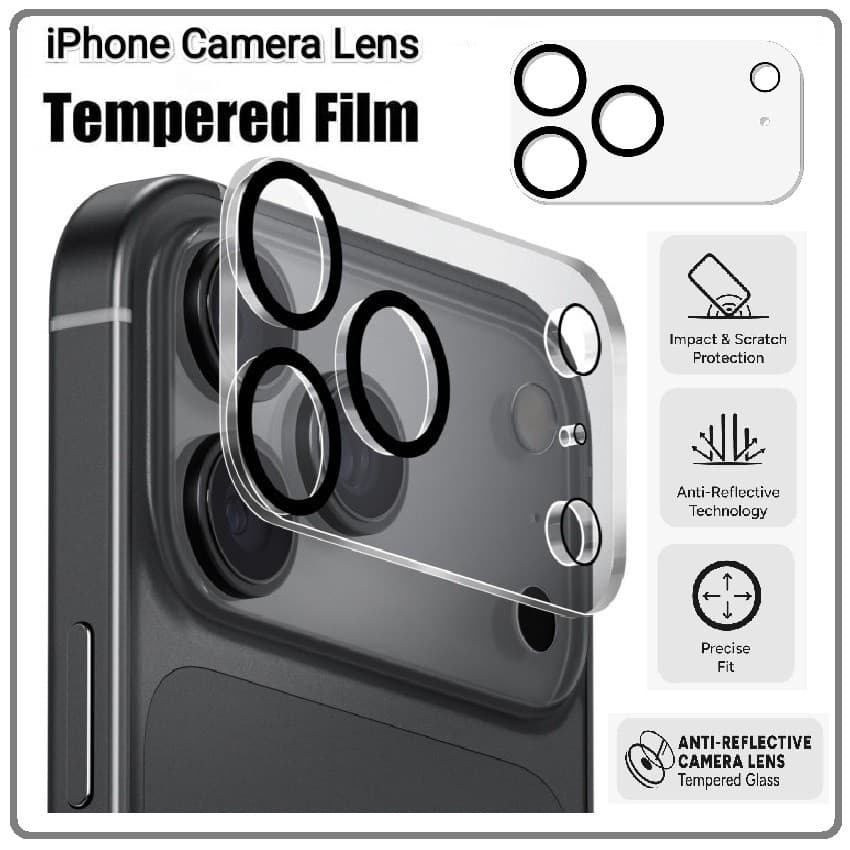 Película Protetora De Lente De Câmera De Cobertura Completa 3D Para Iphone 17 Pro Max 16 15 14 Capa Vidro Temperado Tran
