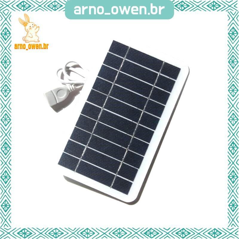 [arno_owen.br] Painel Solar USB De Alta Potência 5V Ao Ar Livre À Prova D'água Caminhada Acampamento Células Portáteis B