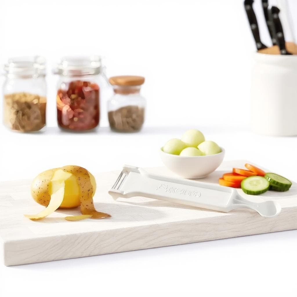 Descascador e Boleador para Legumes e Frutas - Aço Inoxidável e Plástico Durável