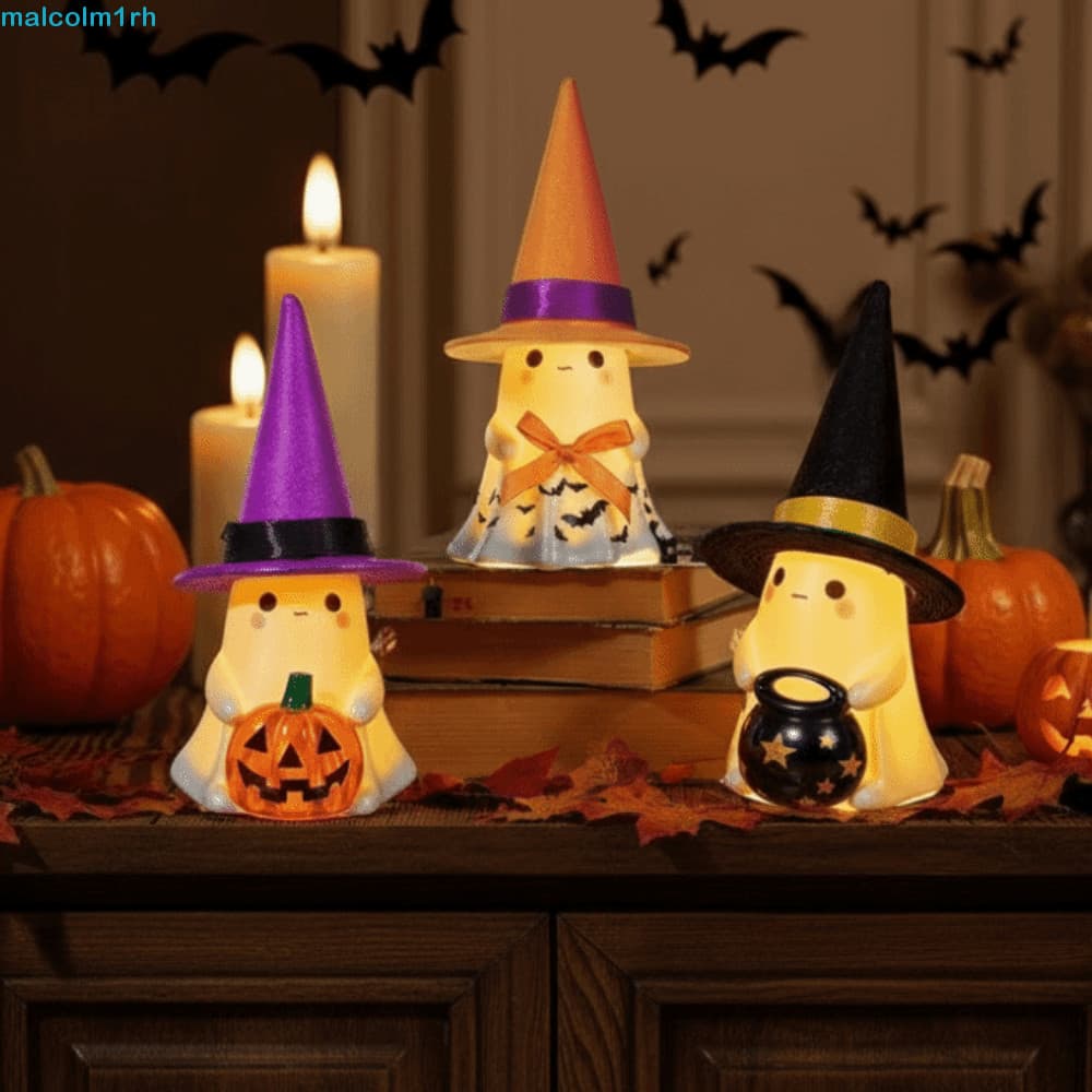 MALCOLM Ghost Nightlight , Célula De Botão Operada Por Bateria LED Brilhante Decoração De Halloween , Superfície Lisa