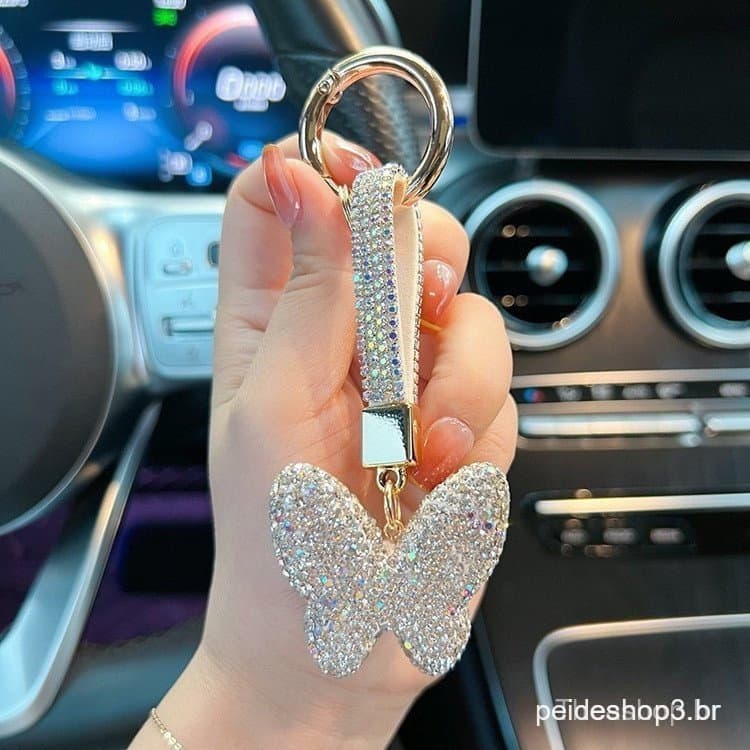 Chaveiro Borboleta Completo Com Diamante Carro Moda Feminina Pingente Personalidade Simples AKTA