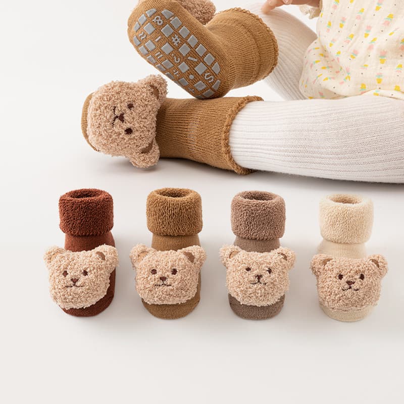Meias para bebês recém-nascidos, algodão felpudo Classe A, forradas com fleece, espessas, estilo outono e inverno, meias