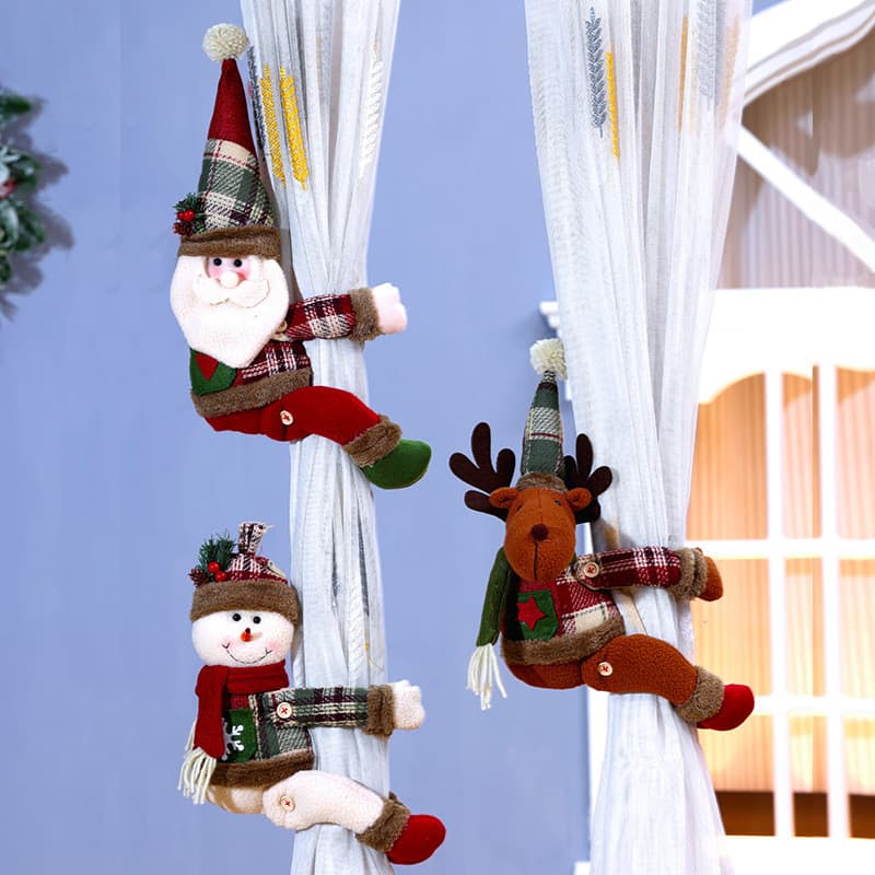 Fivela de cortina de natal Santa boneco de neve Elk boneca decoração Hotel restaurante decoração boneca abraço fivela
