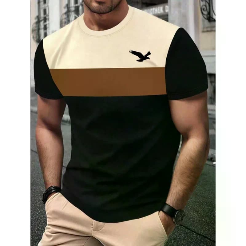 3D Impresso Emenda Geométrica T Camisa Para Homens Listras Coloridas Padrão Camisetas Verão Casual O-Pescoço Soltas Mang