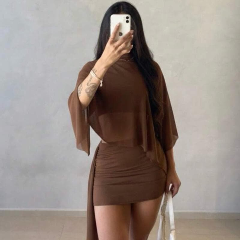 Conjunto Feminino Caroline Top e Saia no Suplex com Tule Modela o Corpo Perfeito Para Qualquer Ocasião Moda Gringa -
