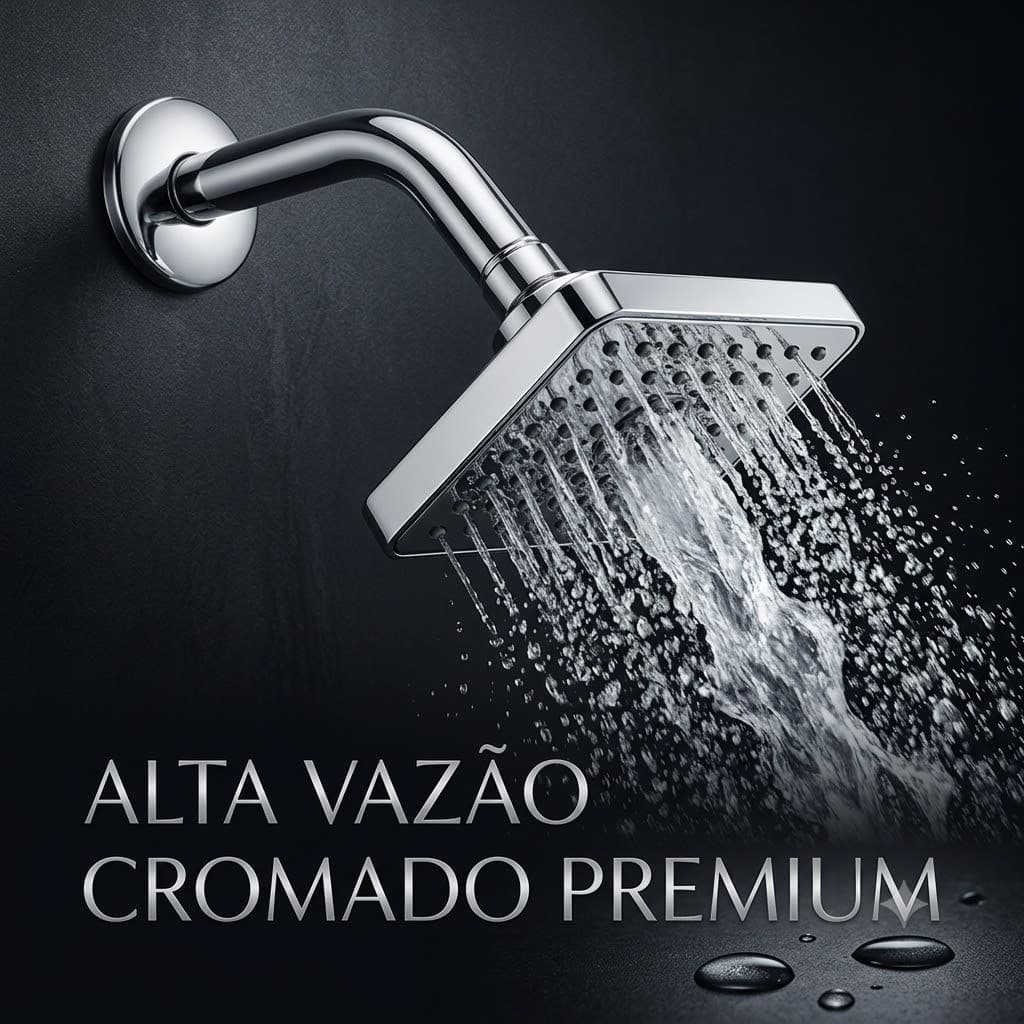 Ducha Chuveiro Quadrado ABS Cromado Articulado Para Aquecedor Gás Banheiro Moderno