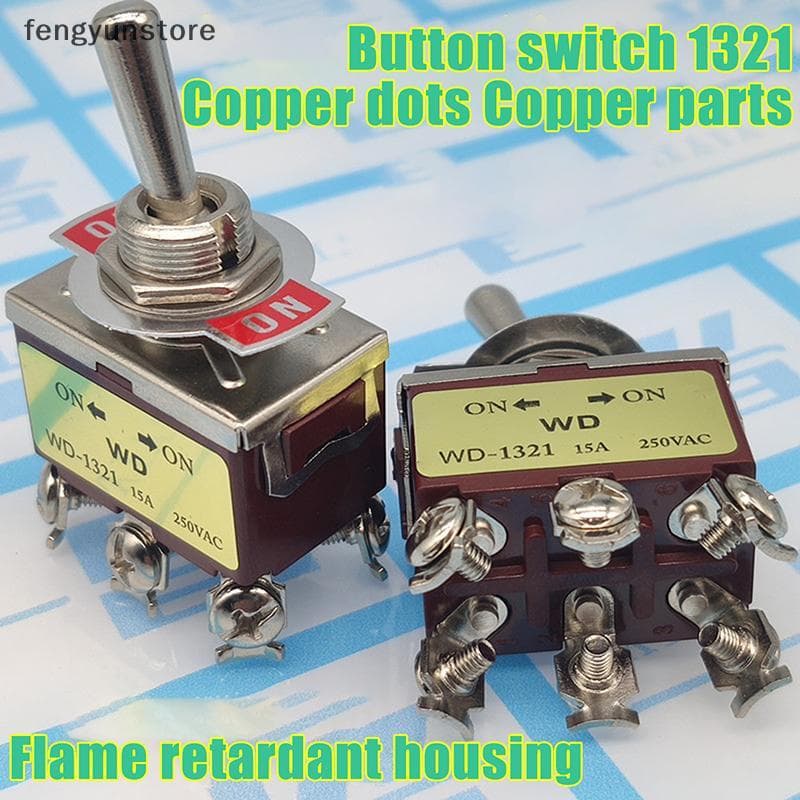 2pcs E-TEN1321 DPDT 250V 15A 12mm Interruptor De Alternância De 6 Pinos ON-Roer Switch