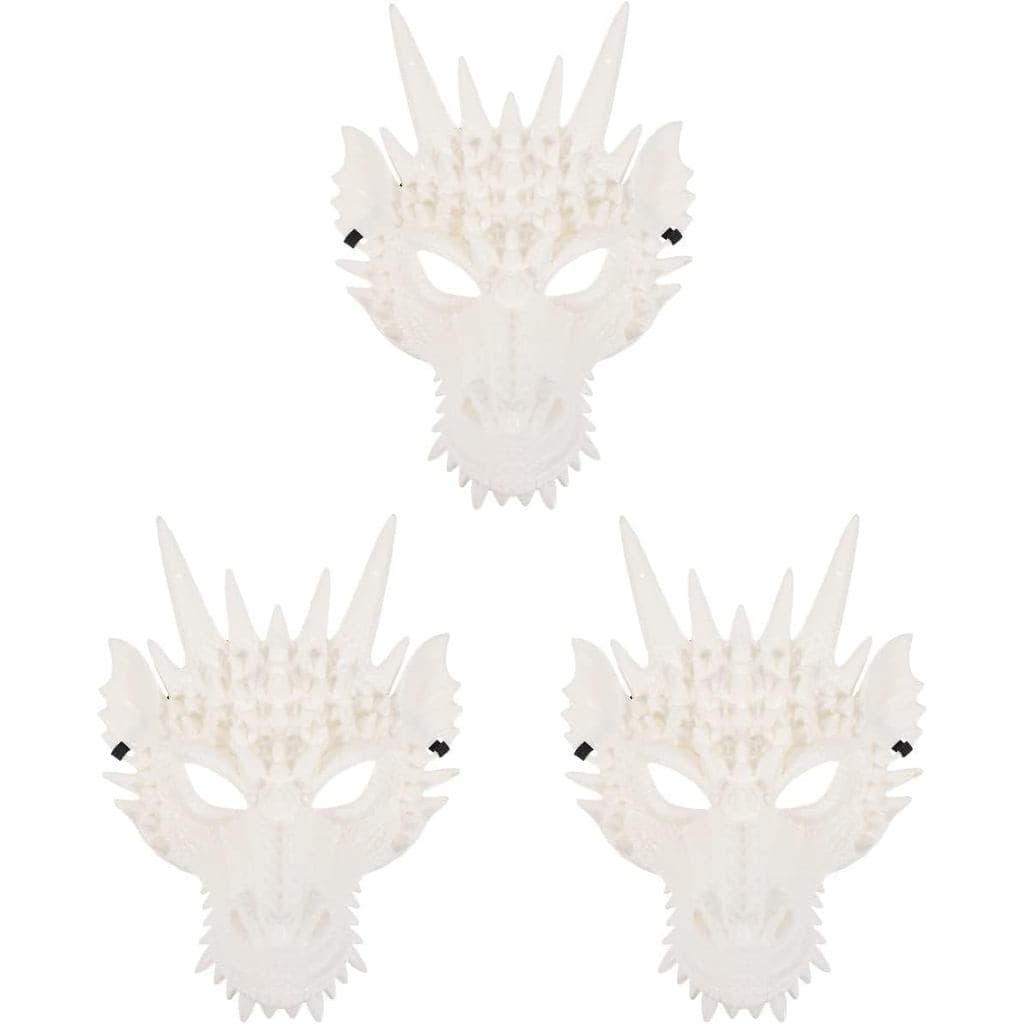 LUOZZY 3 peças Máscara de Dragão Dragões Chineses Cosplay Máscara de Caveira Branca Máscaras de Animais Cosplay de Dragã