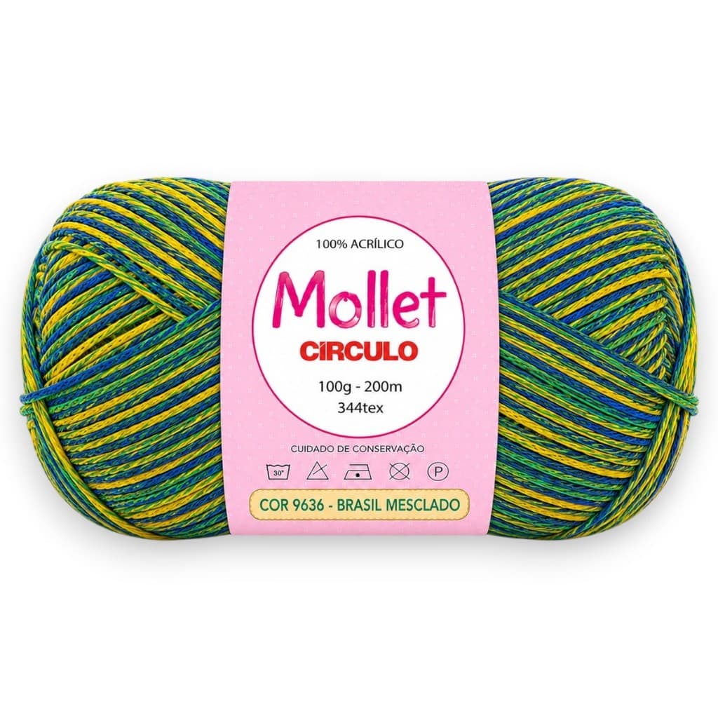 Fio Mollet Círculo 100g 200m Cor 9636 Brasil Mesclado para Tricô, Crochê e Artesanato
