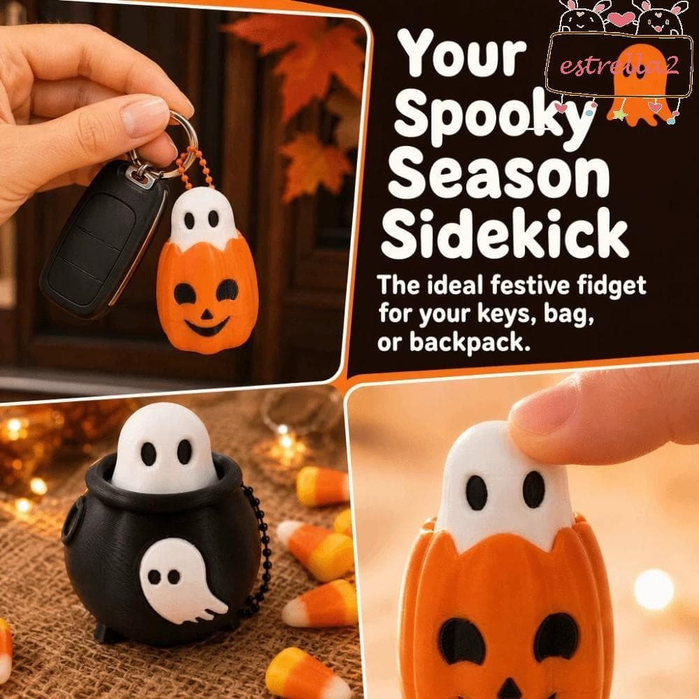 Chaveiro AESTRELLA Halloween Clicker , Pingente Decorativo Engraçado Impresso Em 3D , Brinquedo Bonito Com Botão De Desc