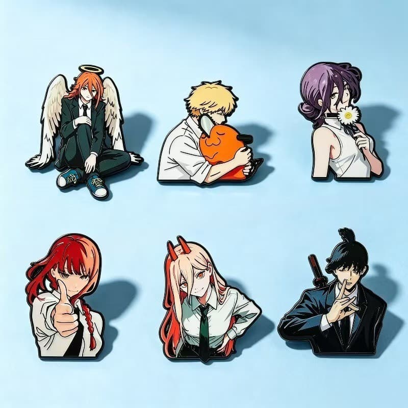 [6pçs] Broches de Liga Chainsaw Man - Decora Roupas e Mochilas