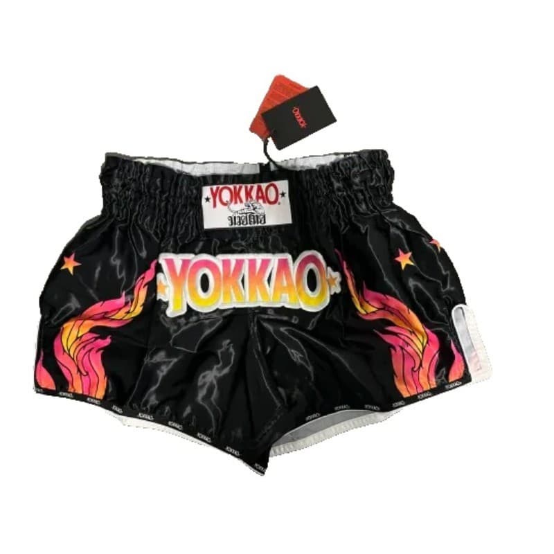 Shorts Muay Thai Pretos YOKKAO The Flame 2025 Novos Com Etiquetas