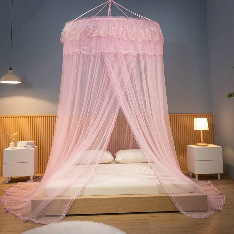 Influenciador teto princesa vento mosquiteiro doméstico 2026 novo estilo instalação gratuita sem necessidade de suporte