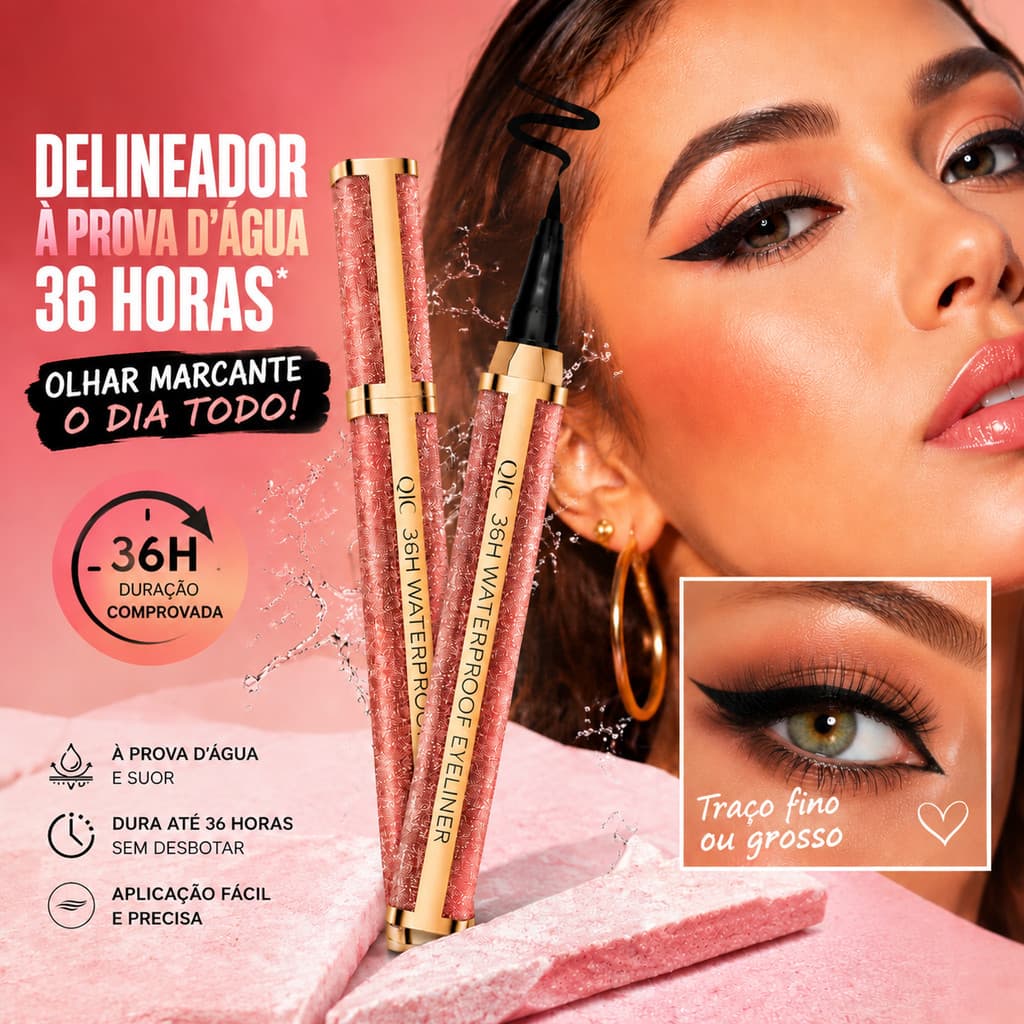 Starry Sky Pink Gold Eyeliner 36H à prova d'água de secagem rápida preto