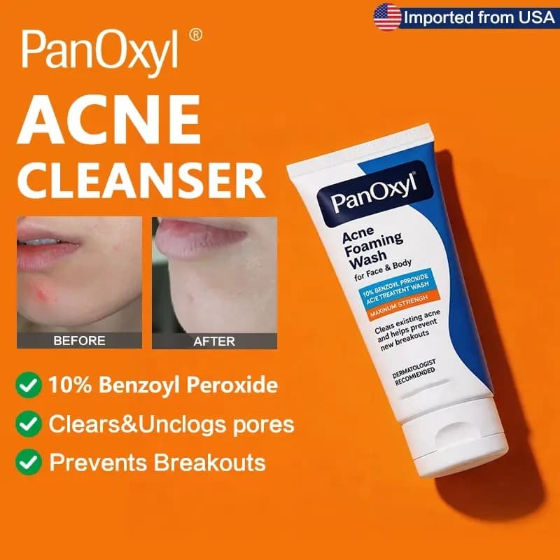 PanOyl 10% Peróxido de Benzoíla (BP) Limpador Facial Anti-Acne, MStrength, limpador diário anti-acne para rosto e corpo,