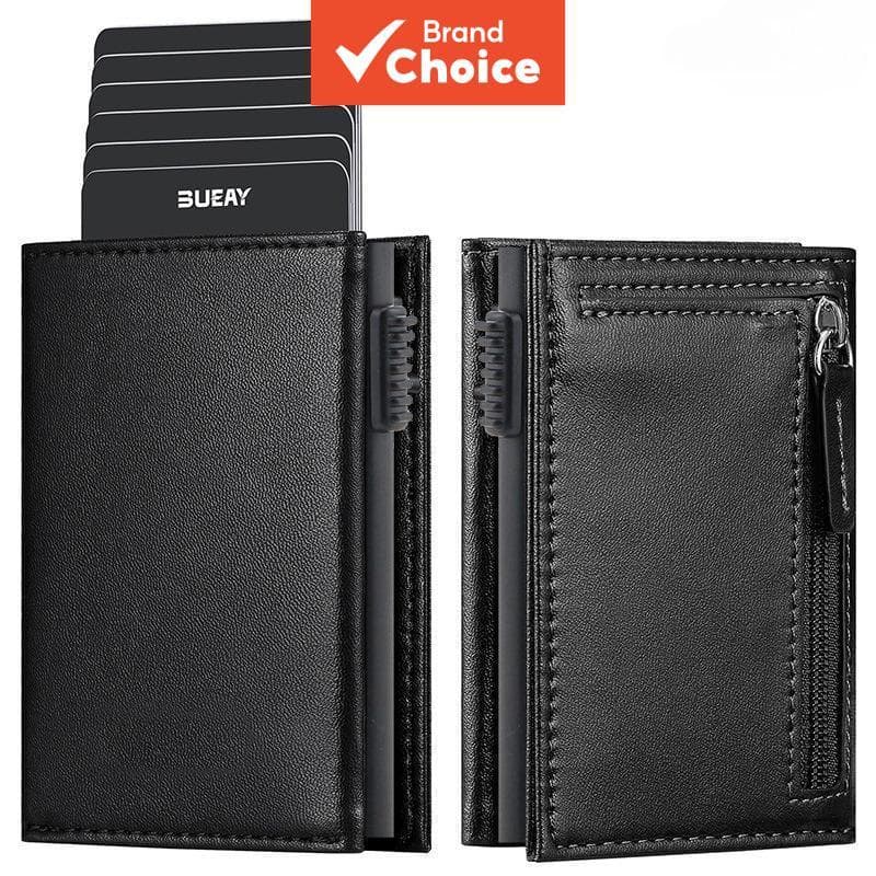 Suporte de Cartão VULKIT Carteira de Couro Genuíno com Bolso para Moedas Fecho Magnético Cartões Pop Up VC302P