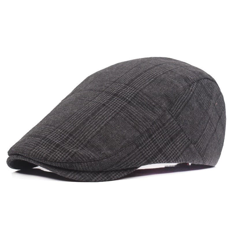 Boina de Algodão Masculina para Primavera e Verão, Boné Xadrez Fino para Idosos e de Meia-Idade, Boné Casual com Proteçã