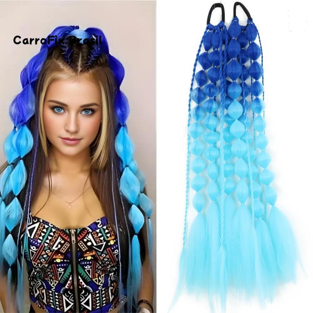 Extensões De Cabelo Coloridas WWAX , 20 " Para Meninas Extensão De Rabo De Cavalo Bolha Infantil EDC Festival Rave , Lev