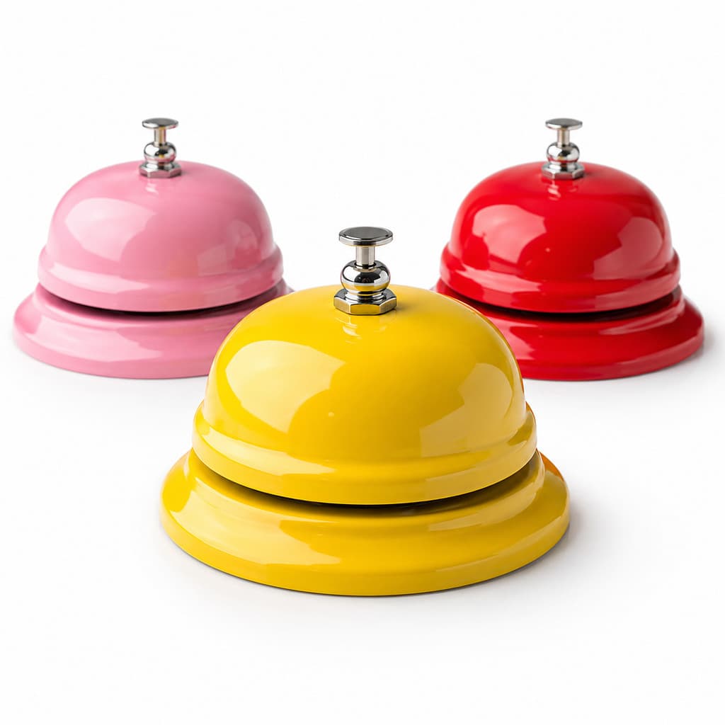 Campainha de Mesa Call Bell Atendimento Restaurante Recepção Balcão Sino Escritório Amarela ou Rosa