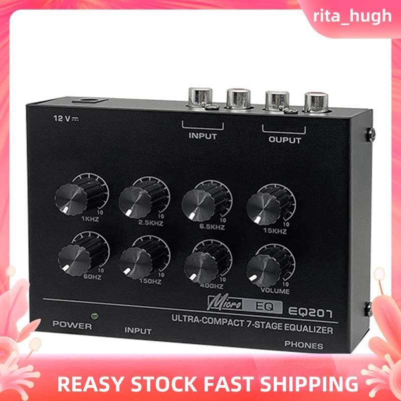 Pré-Amplificador EQ207 Equalizadores De 7 Bandas Modificadores De Som DC12V Entrada De Energia Mixer De Áudio