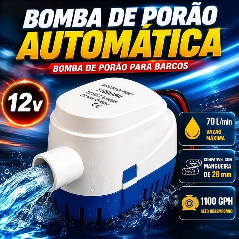 1100GPH 12V Bomba Submersível Automática De Porão Água De Para Barcos Marítimos
