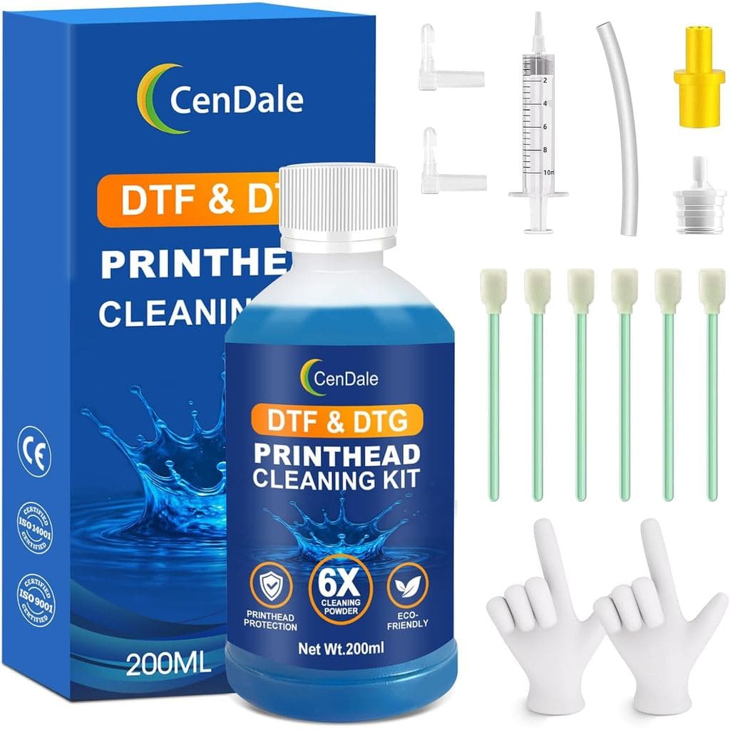 Kit de Limpeza DTF Potente CenDale 6X - Solução de Limpeza para Cabeçotes de Impressão DTF de 200ML, Limpador de Bicos p
