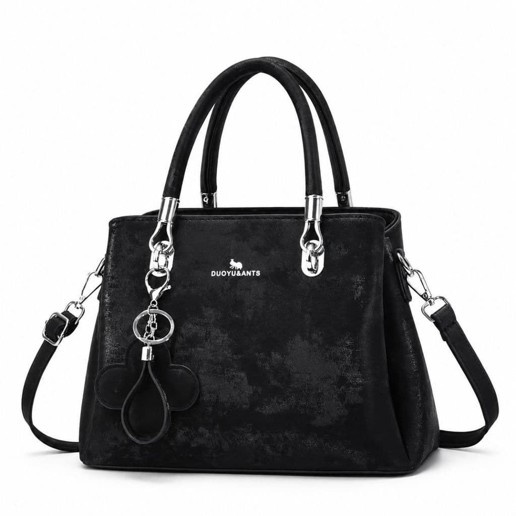 Bolsa Feminina de Mão Camurça Fosco com Pingente Chaveiro Alça Transversal Removível Elegante Casual Trabalho