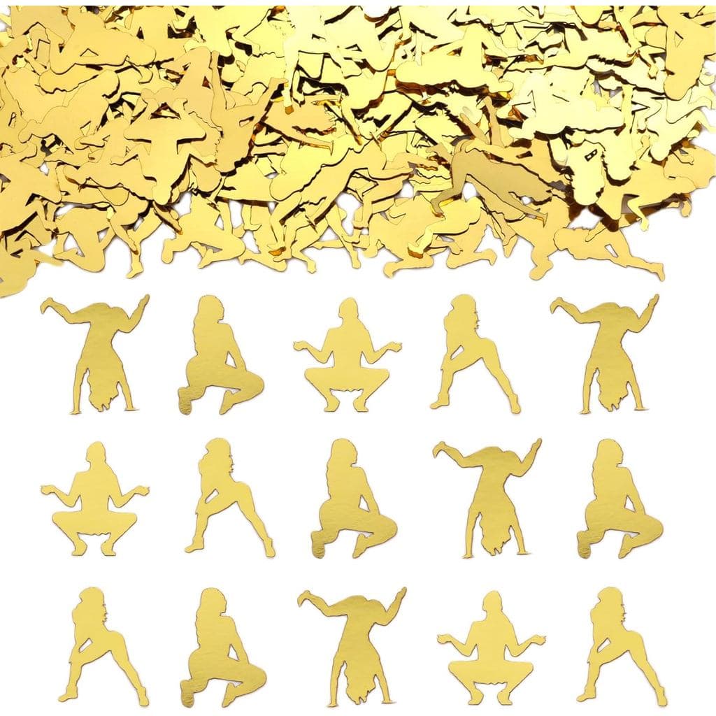 Sursurprise 200 Peças de Confete Metálico Dourado com Tema Twerk, Engraçado para Aniversários, Despedidas de Solteira, C