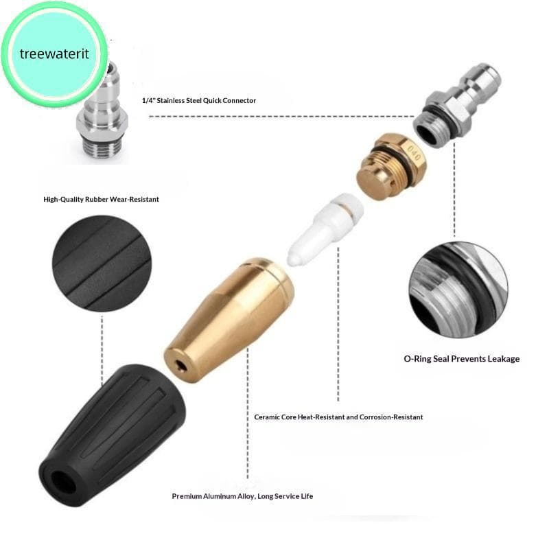 Bocal Turbo Giratório treewaterit 1 4 Qui Connect Lavadora De Alta Pressão 360 Graus Para Limpeza Externa Poderosa br