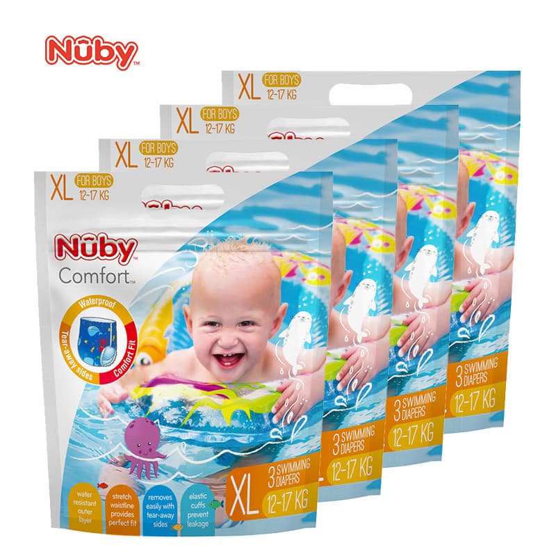 Fraldas de natação NUBY NUBY Calção de banho para bebês Fraldas descartáveis secas e respiráveis à prova d'água 3 peças