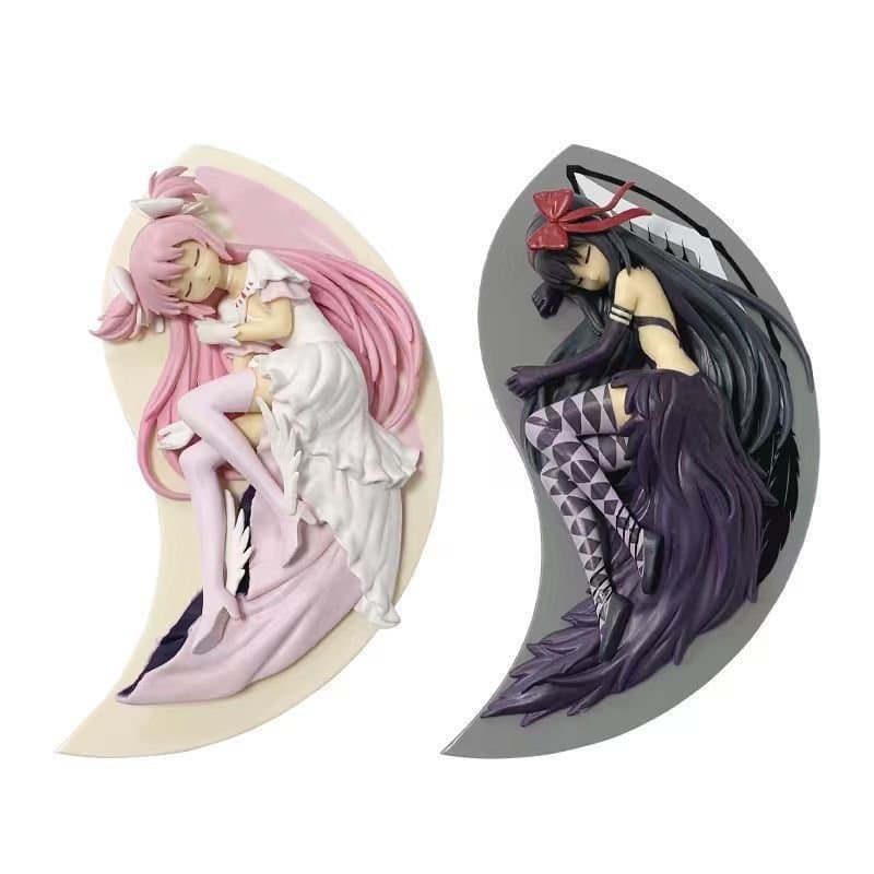 Figura de 18CM do Anime Japonês Puella Magi Madoka Magica, Modelo de Estátua em Pose de Dormir de Kaname e Akemi Homura,