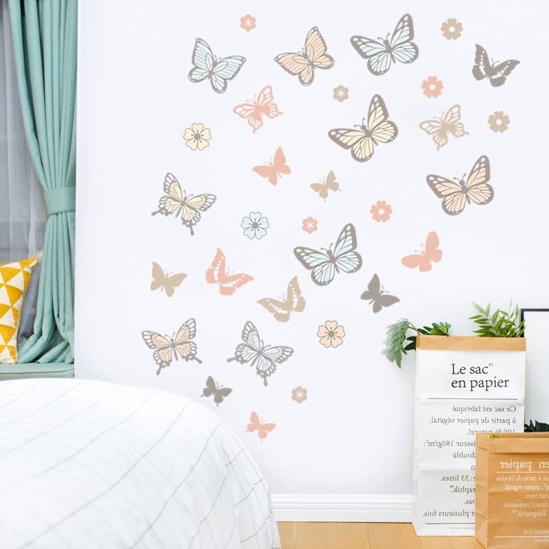Papel de parede autoadesivo quente quarto menina decoração ins estilo borboleta adesivos de parede fundo adesivos instan