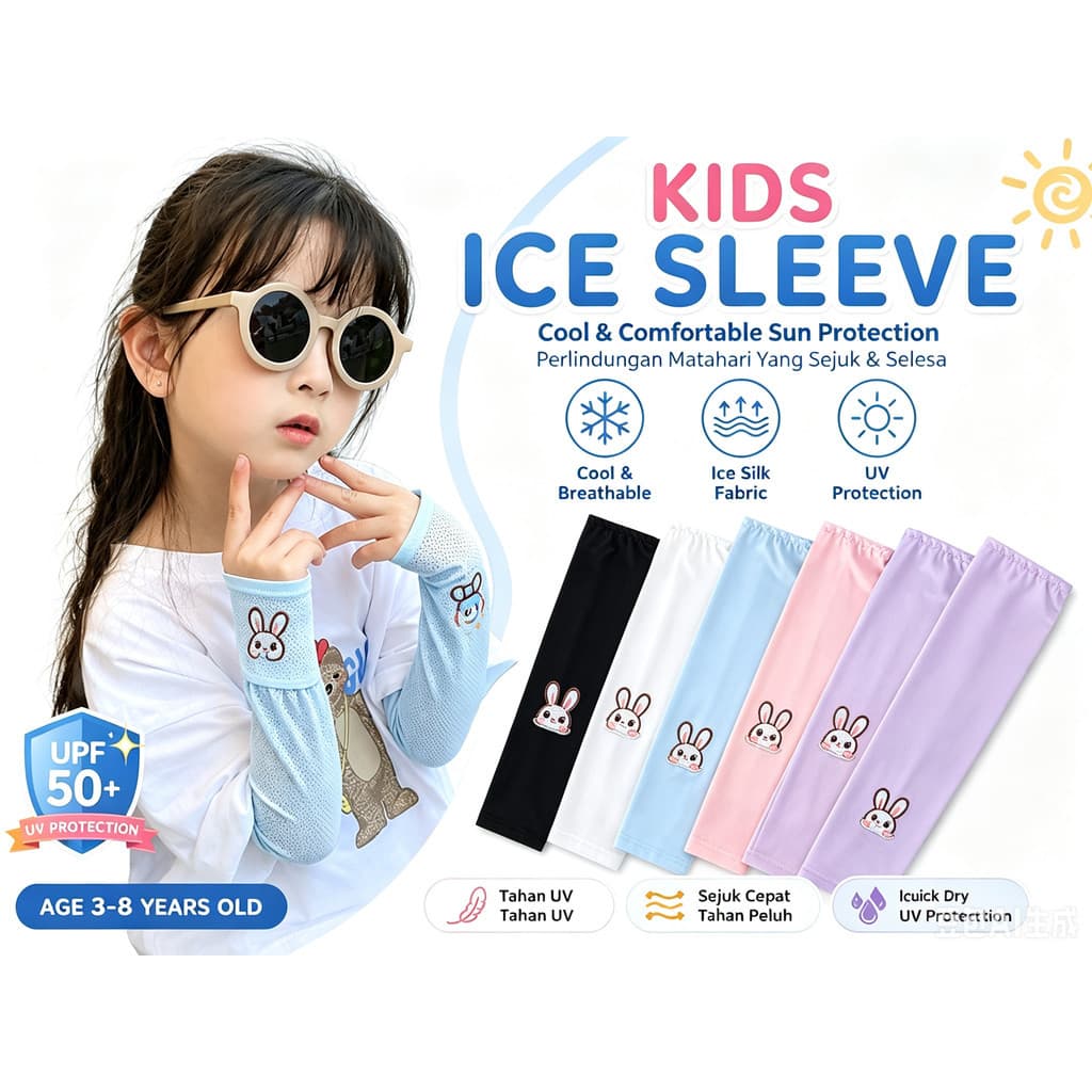 Mangas De Braço De Resfriamento De Seda Gelada Infantil Proteção UV Sol De Desenho Animado Respirável Stretch Out