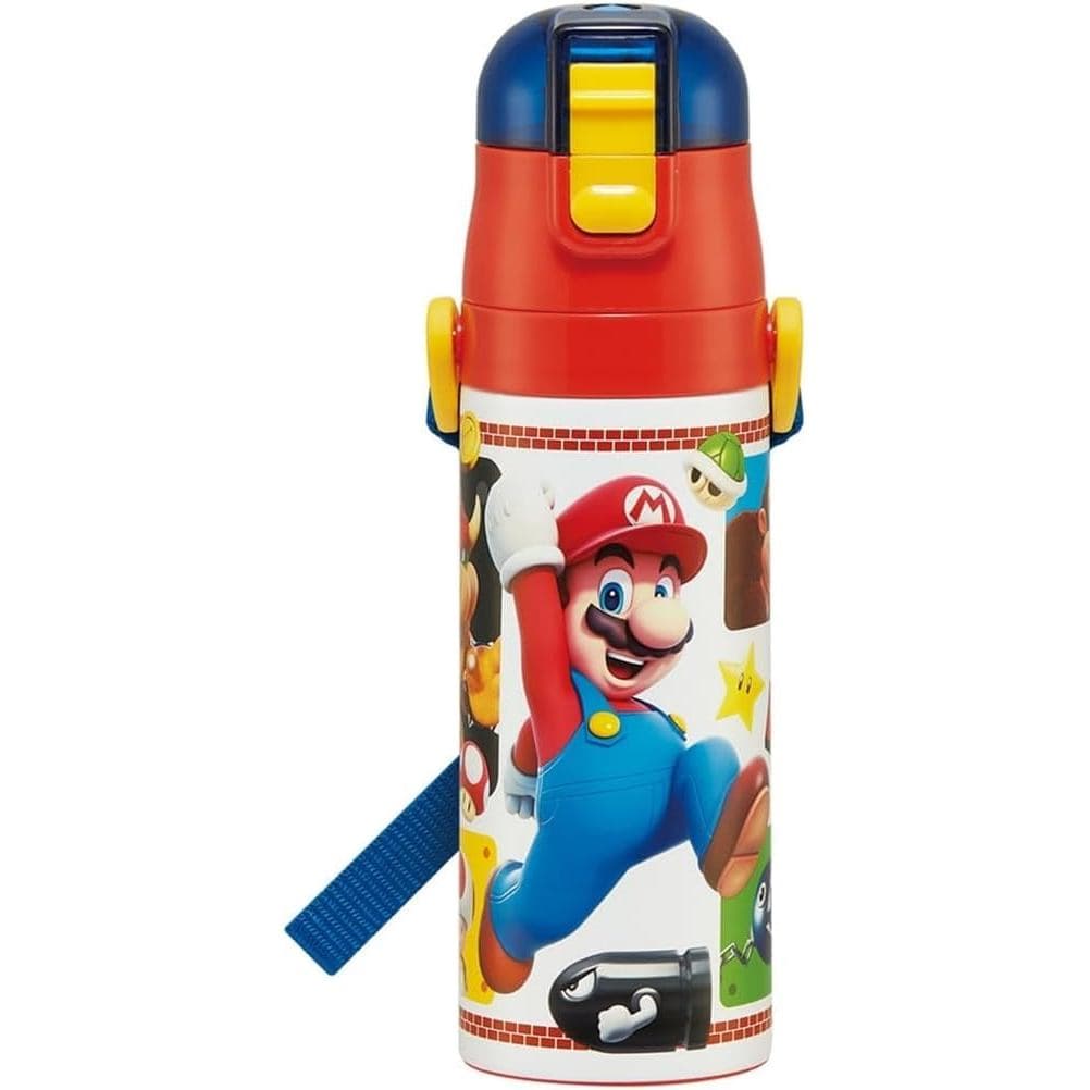 Garrafa de água Skater para crianças bebida direta Super Mario 23 Boys somente armazenamento refrigerado aço inoxidável tipo leve garrafa