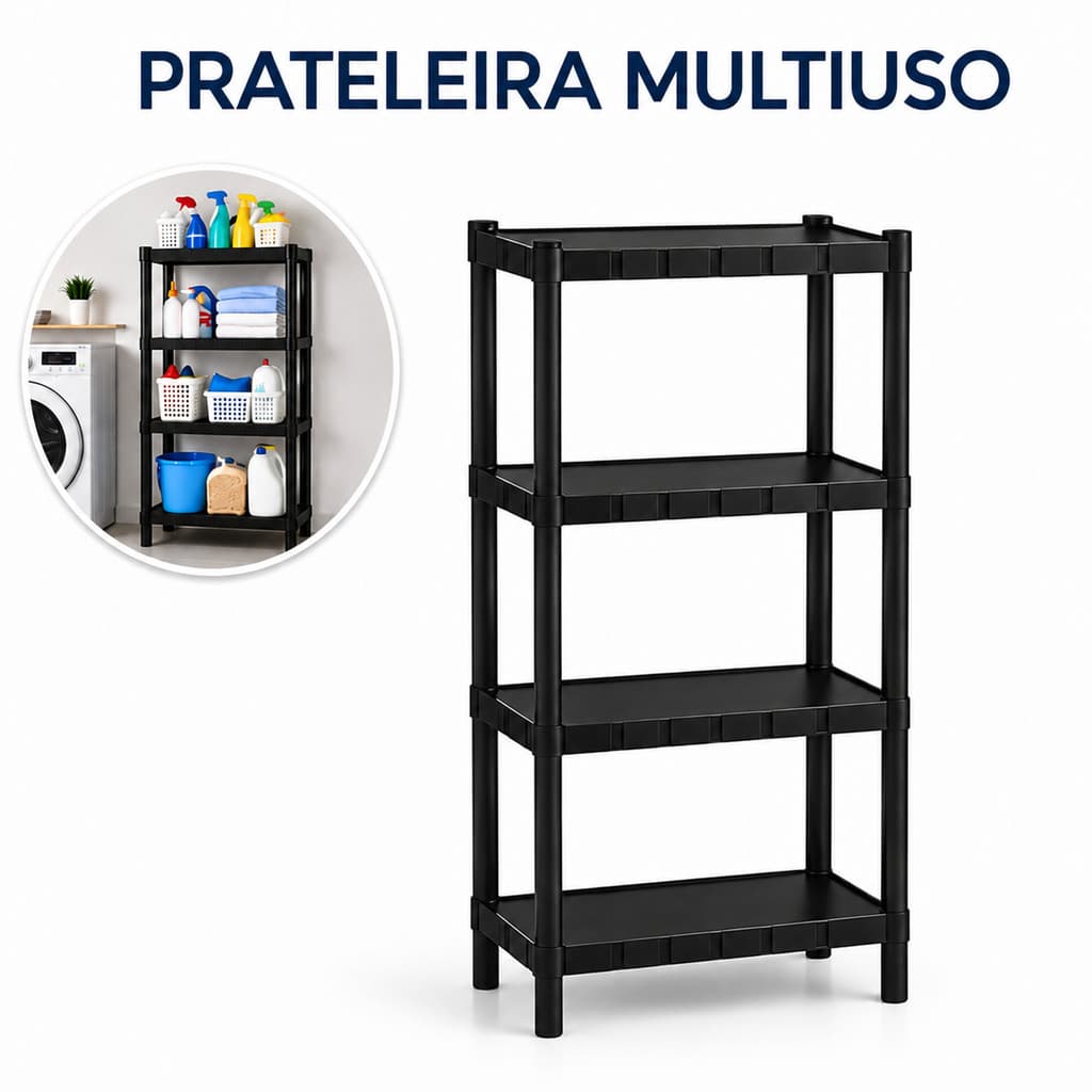Estante 4 Prateleiras Modular Multiuso Plastica Organizadora Resistente Com pezinho