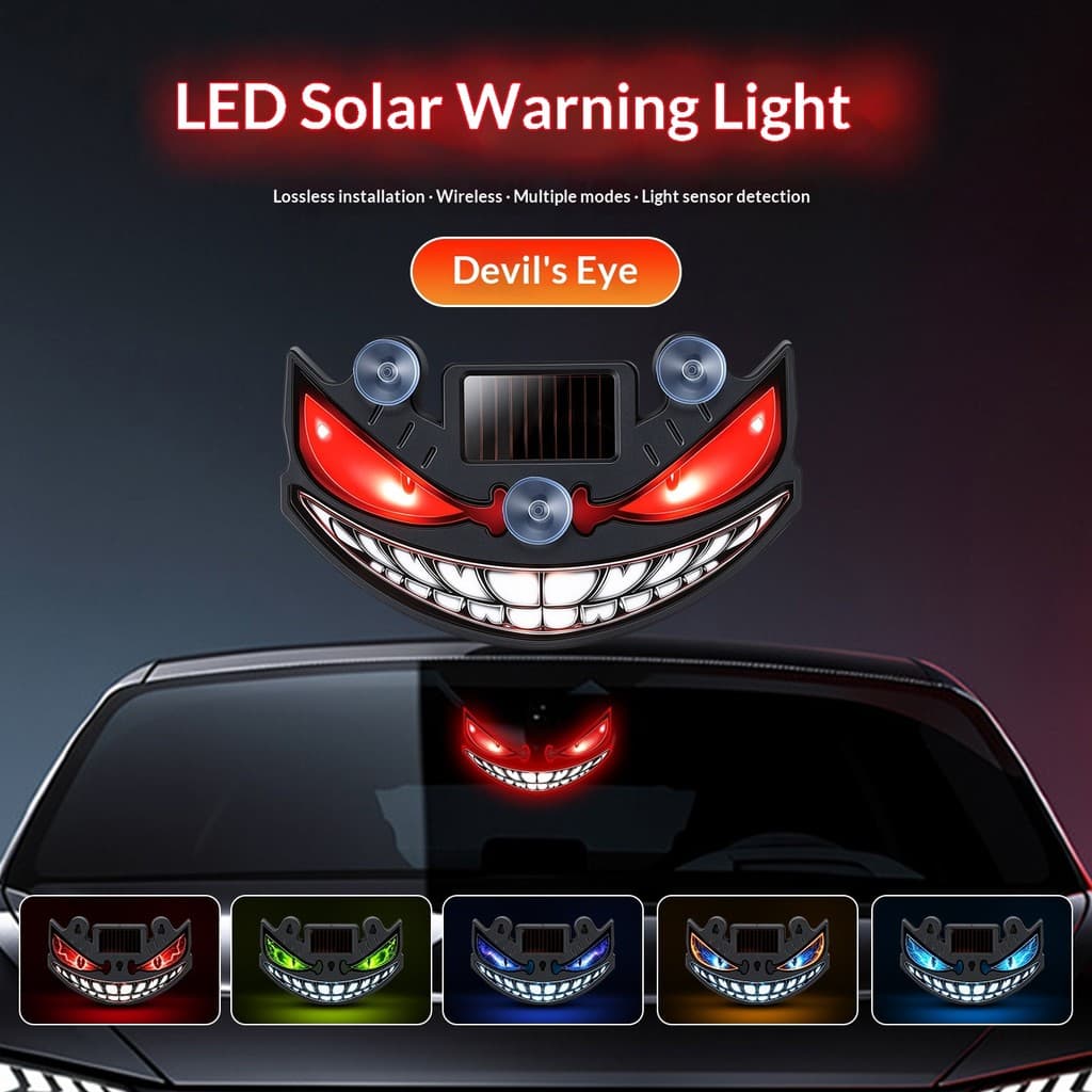 Luz LED solar para janela de carro com ventosa, pequena luz de advertência triangular dinâmica para caminhões e carros.