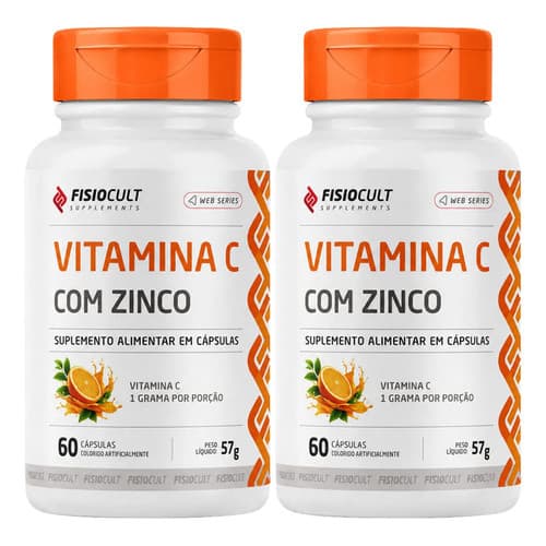 Kit 2 Vitamina C 1000mg com Zinco 7g 180 Caps Fisiocult