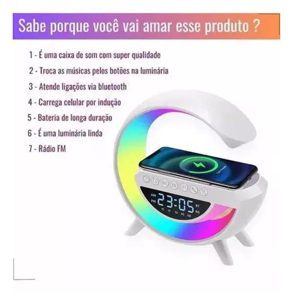 OFERTA Top Luminaria G-Speaker Multifuncional Smart Station Led Caixa De Som Relógio V
