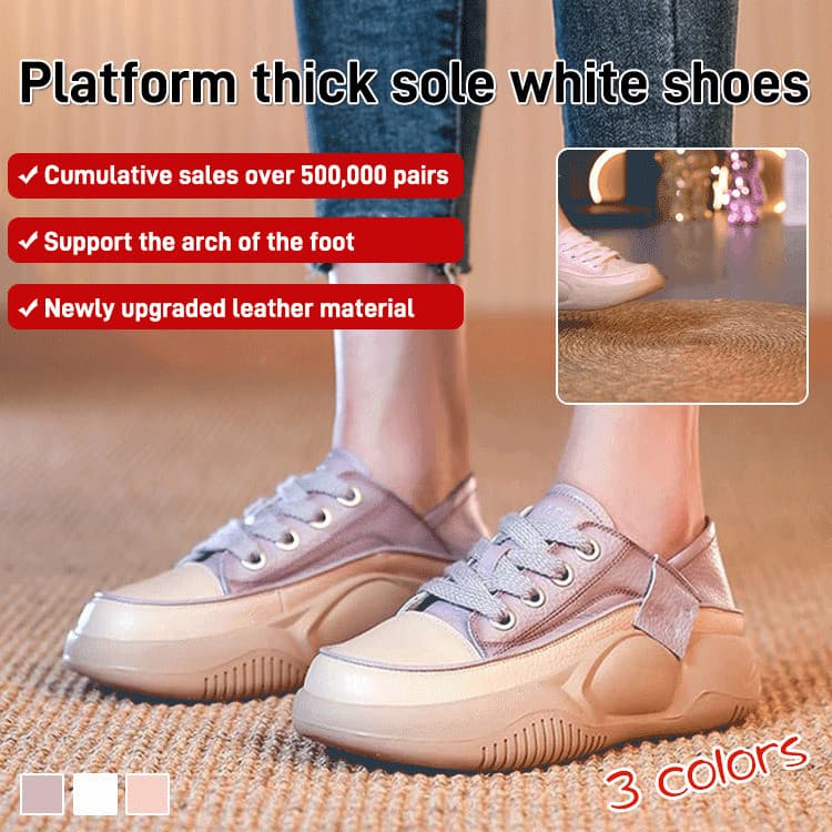 【Conforto Diário】sapatos brancos de plataforma com sola grossa/Sapatos Casuais/Moda Feminina