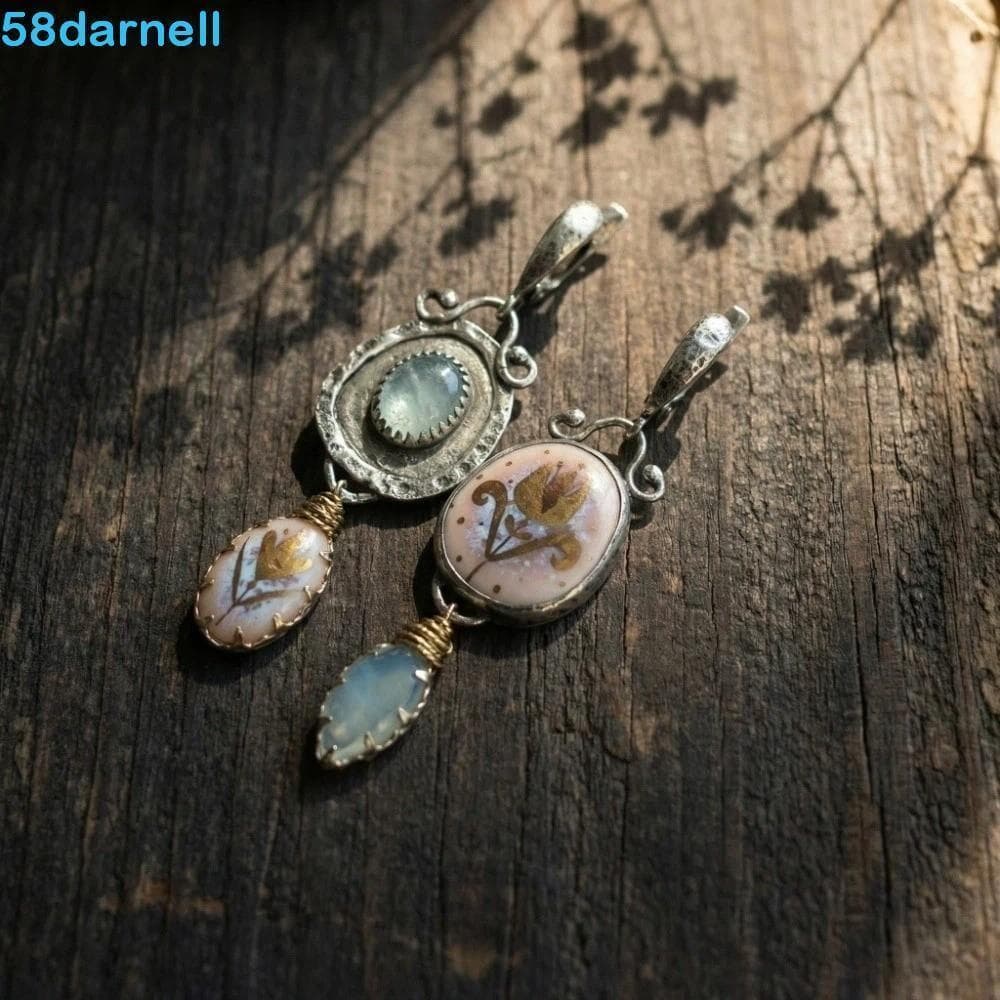 Brincos Pendurados DARNELL , Boêmios Retrô De Liga Elegante Florais Ovais Estilo Hipérbole Vintage