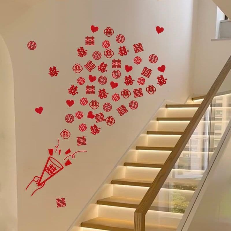 Feliz personagem sala de casamento adesivos de parede Layout sala estar casamento masculino decoração mulher novo quarto