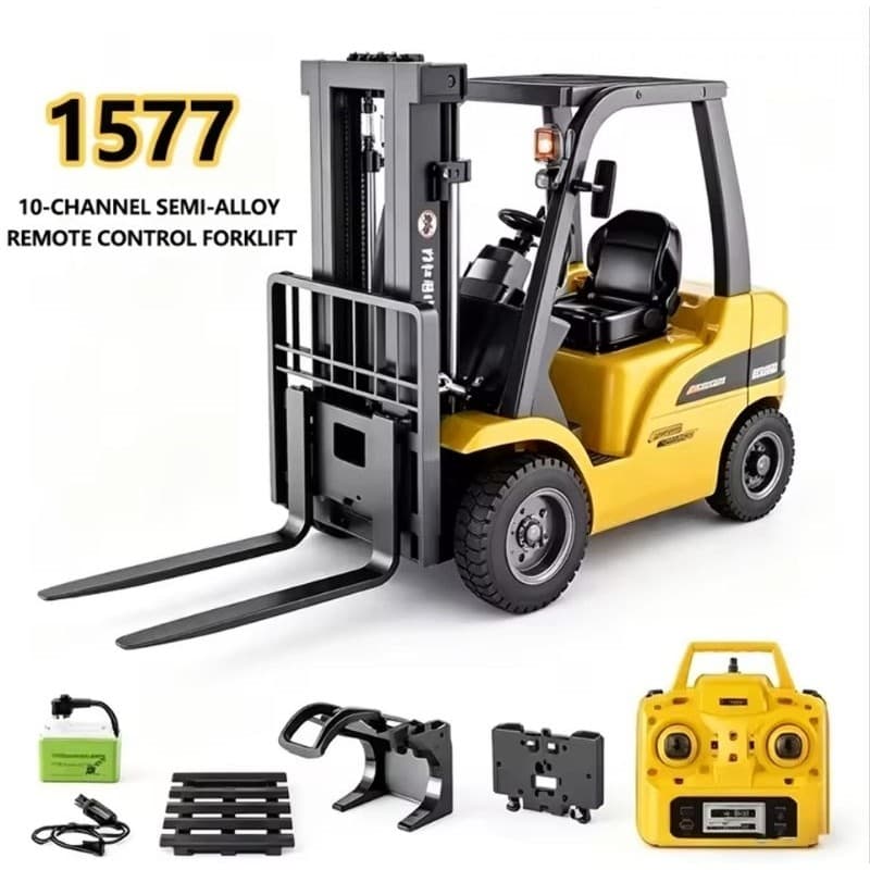LANÇAMENTO! Empilhadeira Huina 1577 RC 1:14 Semi Metal 10CH + Palete e garra para fardos - RTR