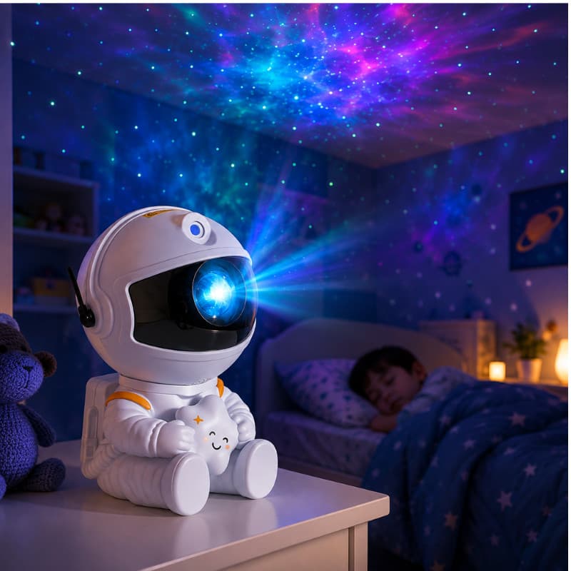 Luminária Projetor Astronauta Universo 3D LED Estrelas Nebulosa Decoração Quarto