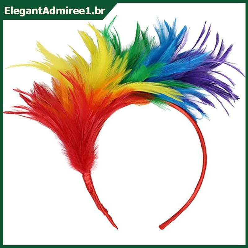 ELEGA 1920 Flapper Feather Headband Mardi Gras Burlesque Costume Party Acessório