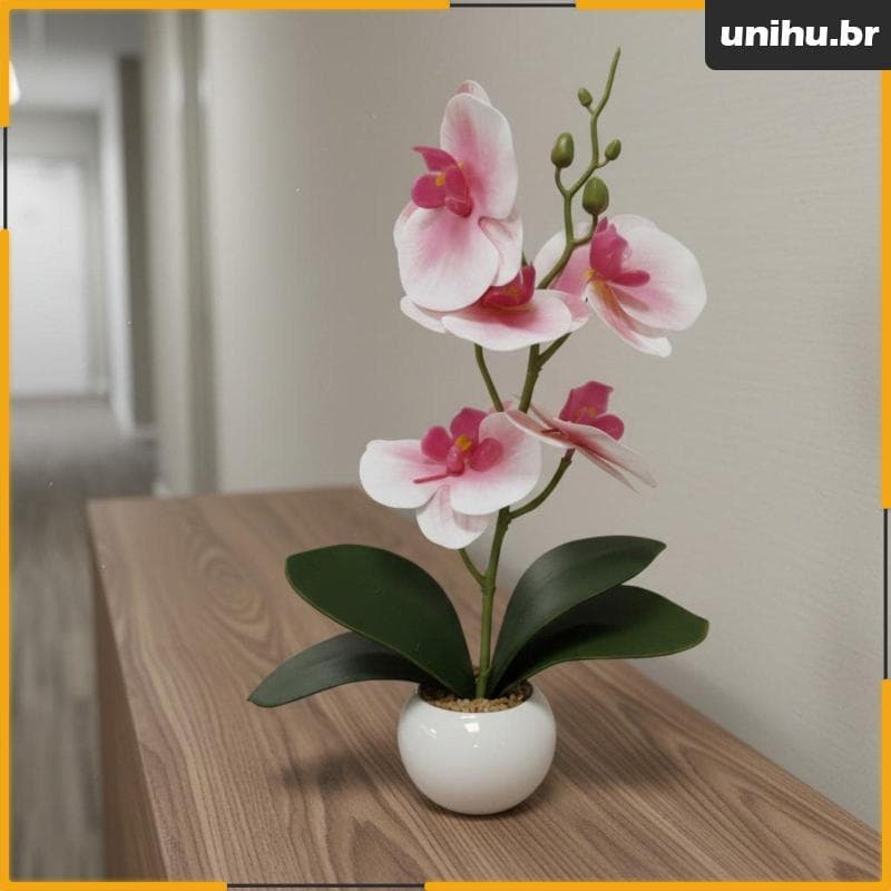 [Unihu] Orquídea Bonsai Grinalda De Flores Artificiais Parede Coroa Peça Central De Mesa Decorativa Para Prateleiras De