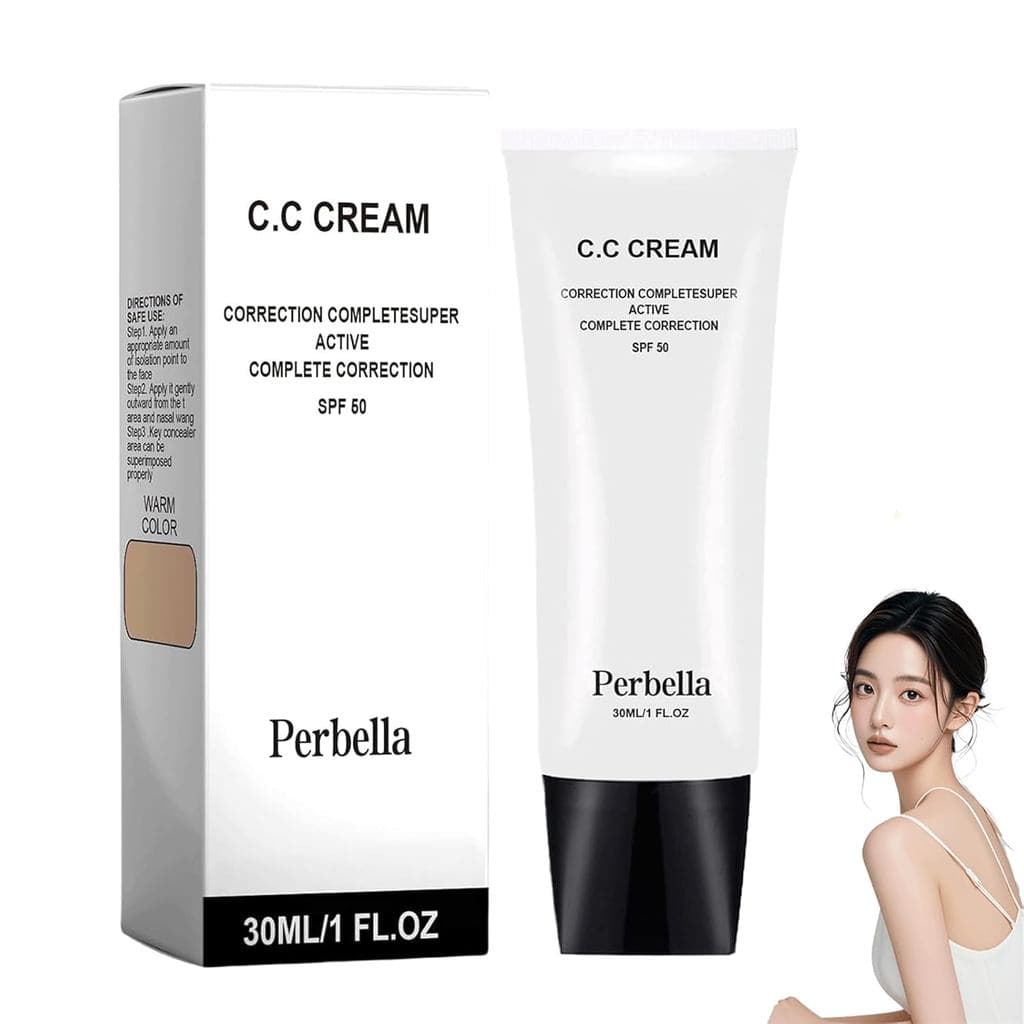 Perbella Cc Cream para Mulheres Mais Velhas - Autoajustável para Pele Madura, Cc Cream com FPS 50, à prova d'água, hidra