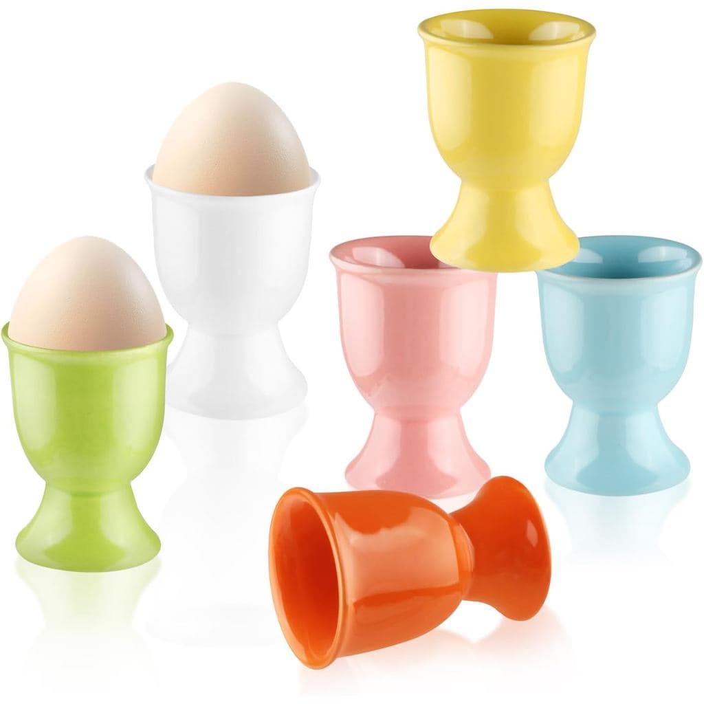 6 Peças de Suportes de Porcelana para Ovos Cozidos - Multicoloridos para Café da Manhã, Festas e Jantares