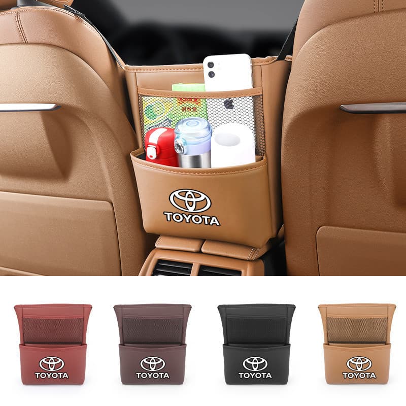 Bolsa de Armazenamento de Couro para Carro, Organizador de Bolso Suspenso para Interior de Automóvel, Caixa Central do A