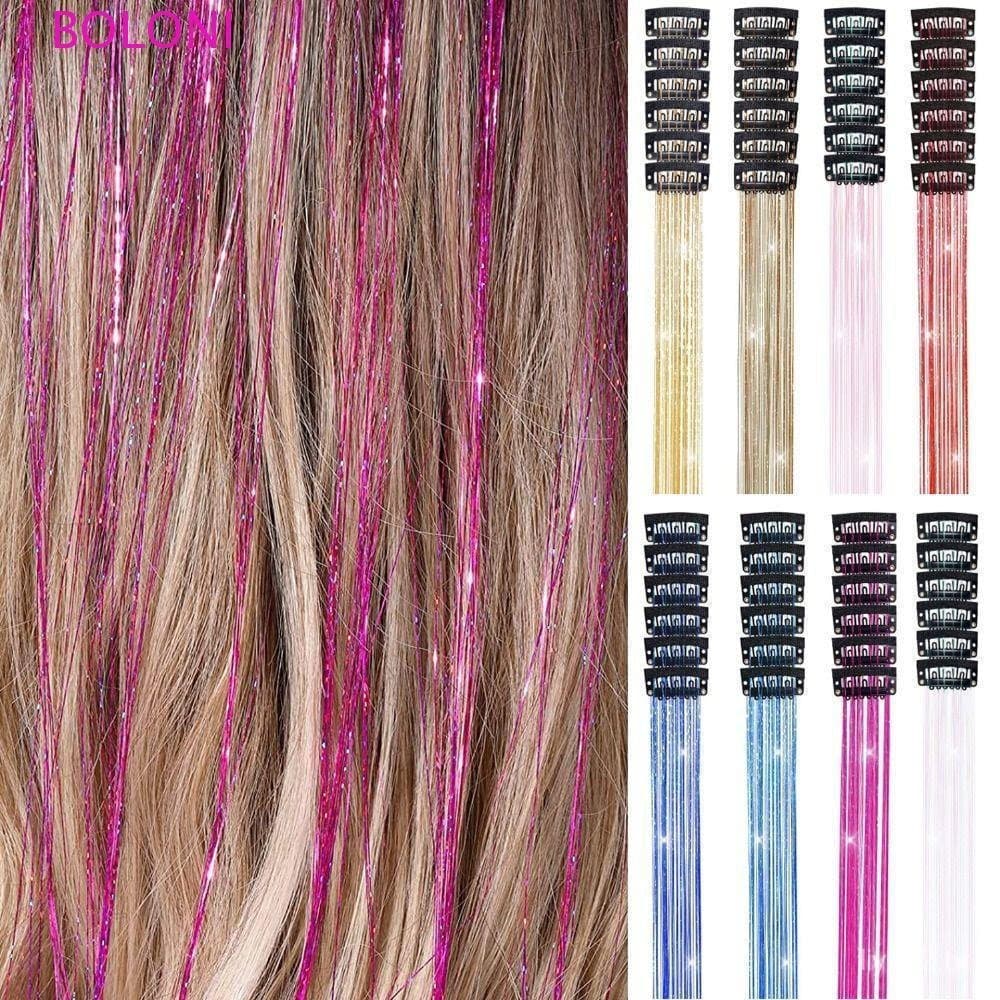6 Unidades De Enfeites De Cabelo , Clipe De Glitter Em Extensões De Ouropel , Deslumbra Cabelos Longos E Brilhant